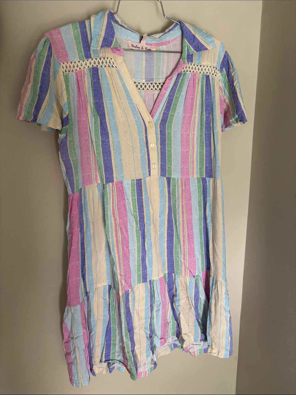 Women’s Striped Pastel Cotton Dress - Multicolor